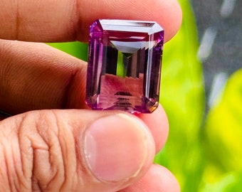 Amethyst Loose Stone Emerald Cut Natural Purple Gemstone for Jewelry Making 32.60 carat size 20x16x12 MM from Africa