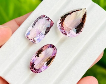 Natural Faceted Ametrine Gemstone, Beautiful Faceted Ametrine, Designer Jewelry Making Stone, Loose Wholesale Lot. 80.2 carat 3 pieces lot