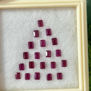 Natural Ruby 20piece Loose stone 4.2x3.2x2MM 4.85 Carats Emerald cut shape lot Ruby Certified gem stone for jewelry Making  Ruby good color