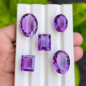 Natural Brazilian Amethyst  Loose Gemstone mix Lot  , Earth mined Amethyst For Jewelry Making Crafts 5 pieces lot 110.70 carat, 19-23MM