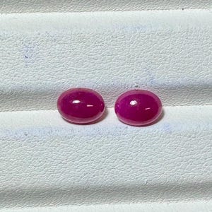 Natural Ruby Oval Cub 2 piece Loose stone 6.1x7.7x3.5MM size good colour from Chanthaburi Thailand Ruby 3.60 Carats Ruby Certified gem stone
