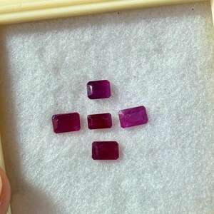 Natural Ruby 5 piece Loose stone 6x4x2MM 2.60 Carats Emerald cut  shape lot Ruby Certified gem stone for jewelry Making Red Ruby good color