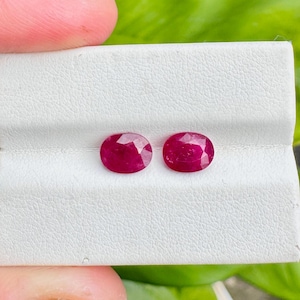 Natural Ruby Oval Faceted 2 piece Loose stone 8x6MM size good color Ruby3.3 Carats Ruby lot Certified gem stone good for jewelry