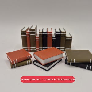 Dekoracyjne książki w miniaturze, skala 1:12 – STL do domku dla lalek – Biblioteka miniatur do druku i malowania