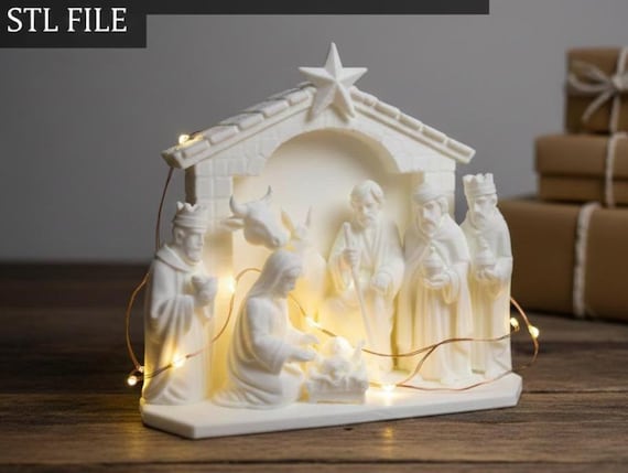 STL Crèche de Noël complète – Christmas Nativity Scene STL File – 3D Print Holy Family – Décoration Noël / Holiday Decor – Fichier STL