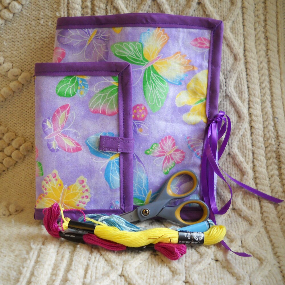 Purple Butterflies Sewing Caddy Needle Book Hand Sewing Etsy