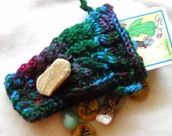Jewels Wool Knitted Drawstring Bag