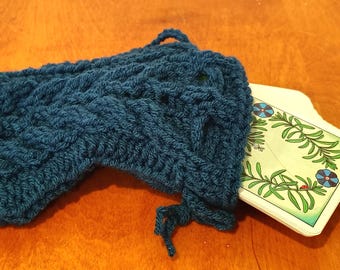 Teal Knitted Tarot Card Bag