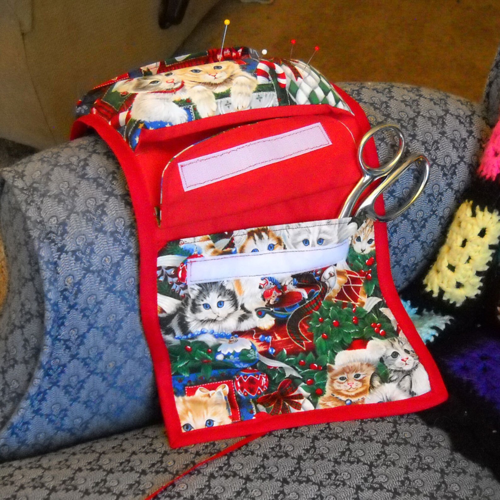 Holiday Cats Armchair Sewing Caddy Hand Sewing Organizer Etsy