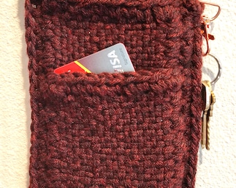 Dark Claret Red Cell Phone Crossbody Bag