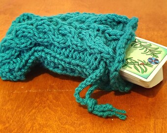 Turquoise Knitted Tarot Cards Bag