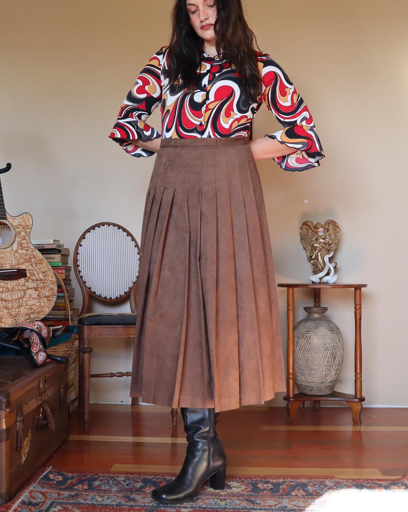 Vintage 90s black maxi ruffle skirt main image 0