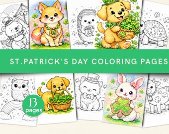 St. Patricks Day Ausmalseiten, Shamrock Malseiten für Kinder, druckbare Aktivität (Instant Download)
