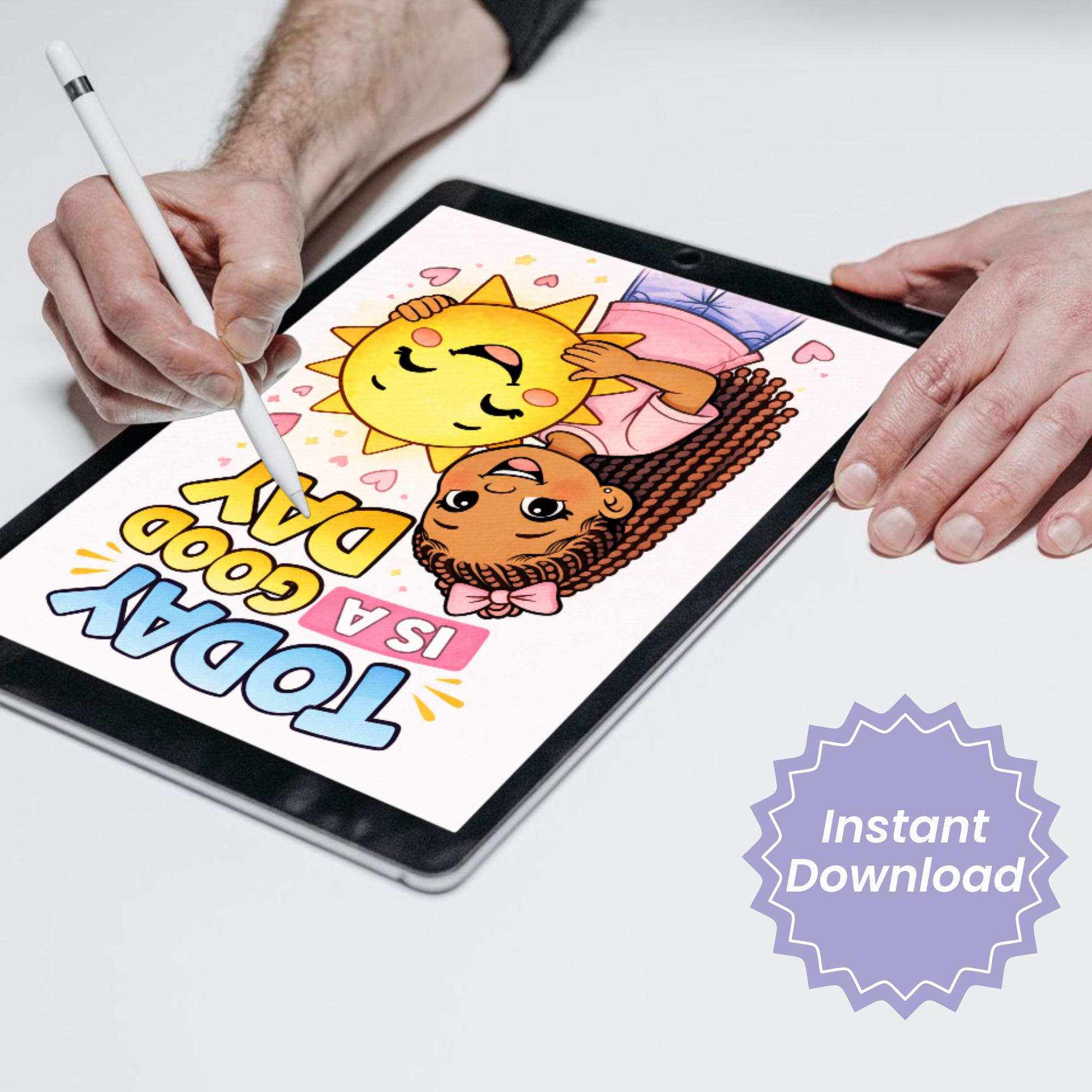 Kids Positive Affirmation Coloring Pages | Little Black Girl Self ...