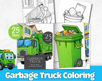 Müllwagen-Malvorlagen | Recyclingfahrzeug-Aktivitätsbuch (25 Seiten)