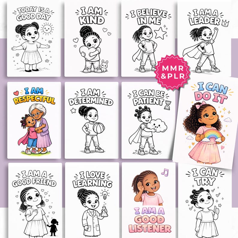 Little Black Girl Affirmation Coloring Pages, Self-love Kids Activity ...