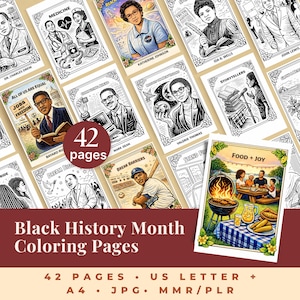 Black History Month Coloring Pages | 42 Pages, Leaders & Icons (Commercial Use, Canva Editable)