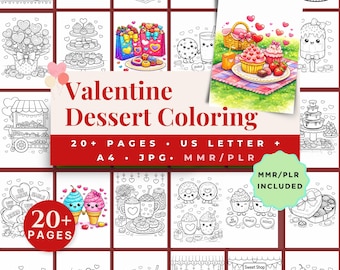 Valentine Dessert Coloring Pages | 20+ Sweets, Treats (JPG, Commercial Use