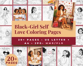 Achtsamkeit Canva Vorlagen | Black Girl Self Love Malvorlagen | 20+ Artworks zur Therapie