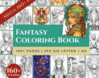Ausmalbuch für Erwachsene Drachen, Feen & Burgen | 160+ Seiten Fantasy zum Entspannen
