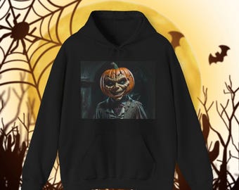 Pumpkin-Headed Spooky Halloween Hoodie | Funny & Scary Fall Hoodie | Perfect Halloween Gift for Him | Cozy Spooky Vibes All Season Long