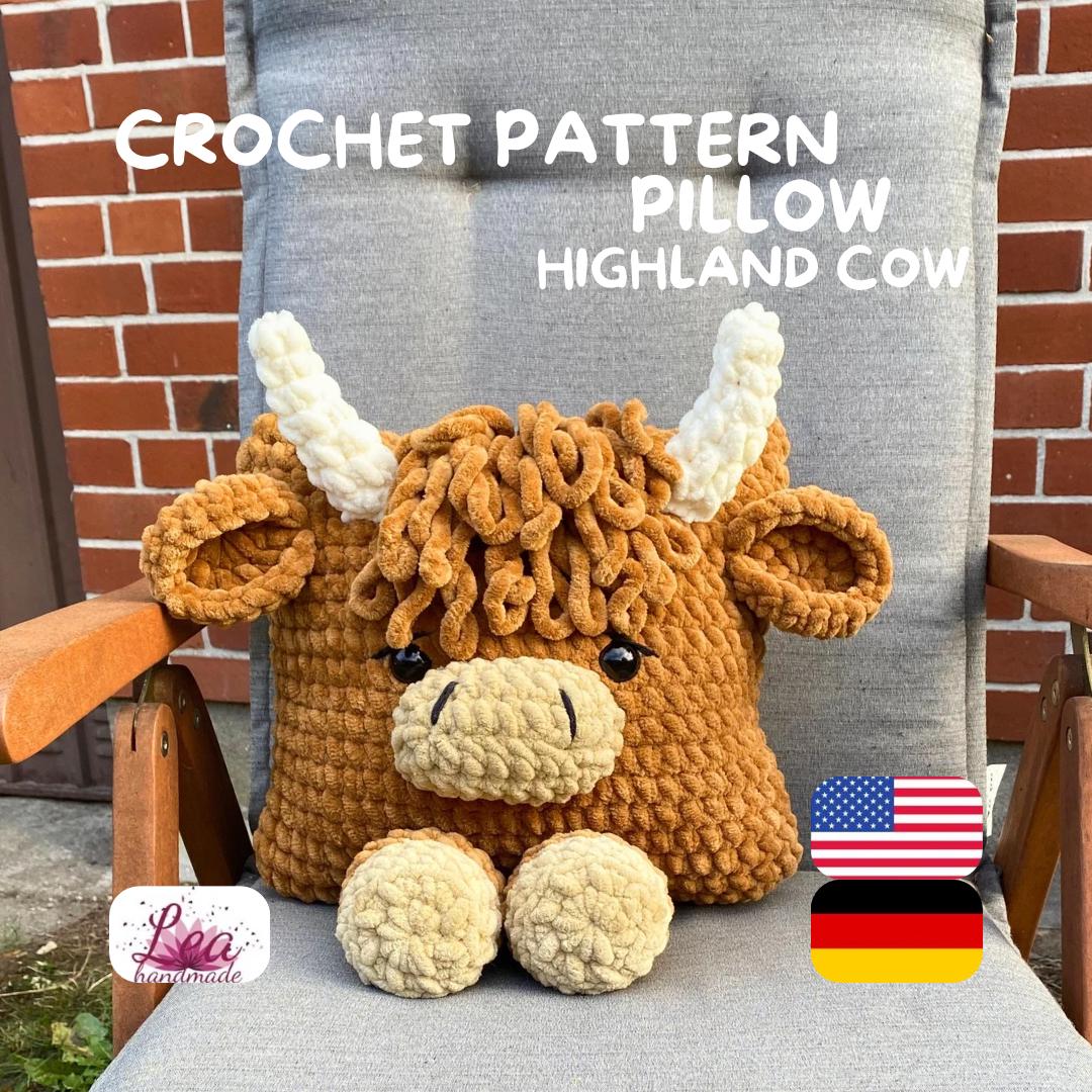 39 Highland Cow Crochet Patterns for Rustic, Fluffy Amigurumi Charm 12 Pillow Highland Cow Quick & Easy Crochet