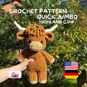 Jumbo Highland Cow Quick Häkelanleitung Großes Hochlandrind crochet pattern