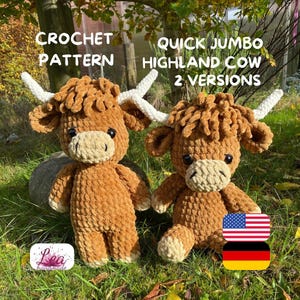 Jumbo Highland Cow Quick Häkelanleitung crochet pattern