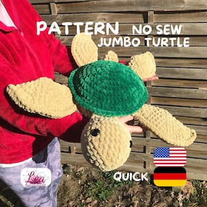 NO SEW Jumbo Schildkröte riesengroß Häkelanleitung turtle crochet pattern