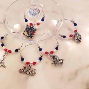 New York Rangers  Hockey wine charms w/pouch