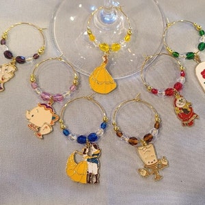 Beauty and The Beast Wine Charms Set of 7