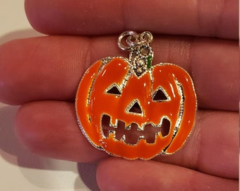 10 Pcs. Gold Plated Halloween Pumpkin Jack O Lantern Enamel Charms ...