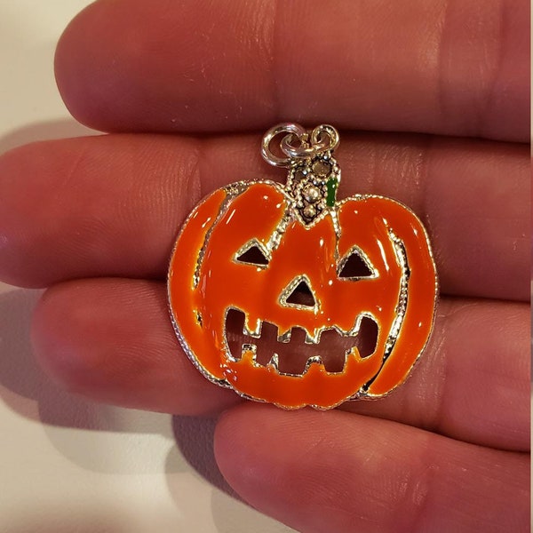 Halloween Enamel Pumpkin  JACK O LANTERN Charms Large