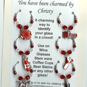 Fire Fireman Firefighter EMT Wine Charms V4