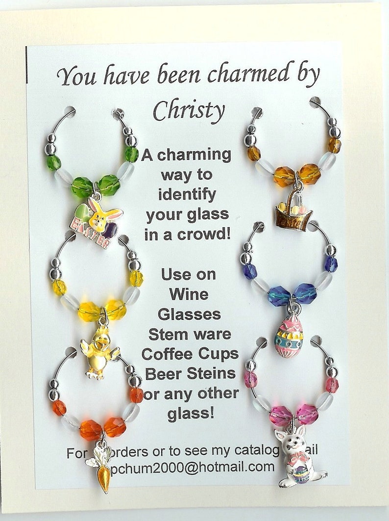 Easter Theme Wine Charms w/ Pouch D image 1