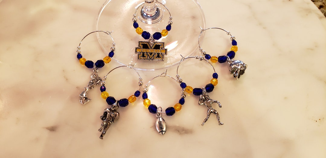 University of Michigan Wine Charms W/ Pouch Etsy