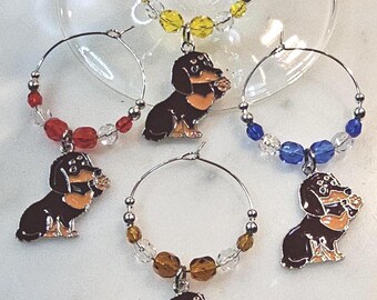 Dachshund Wine Charms w pouch