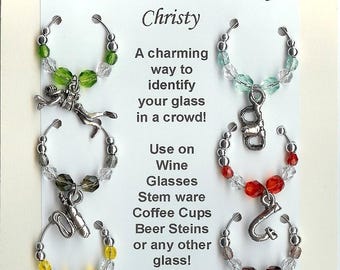 Diving Diver Snorkeling Underwater Ocean Beach  Wine Charms w/ Pouch