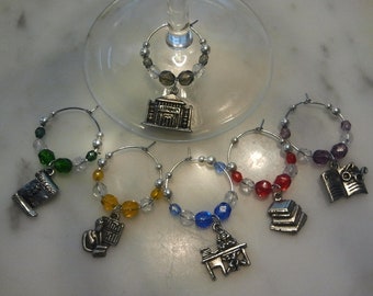 Librarian Library of Science  Wine Charms w pouch