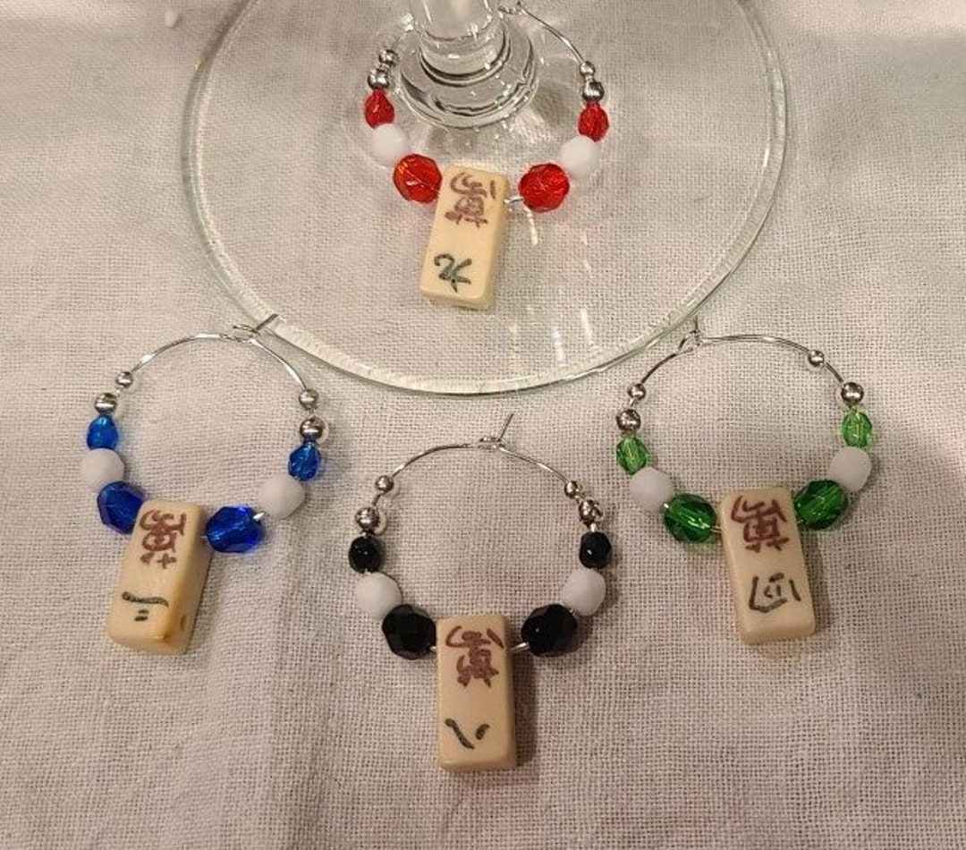 Mahjong Wine Charms Made of Bone Set of 4 W Pouch ONLY SET Etsy