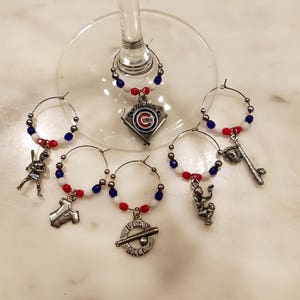 Chicago Cubs Baseball Wine Charms w/ Pouch
