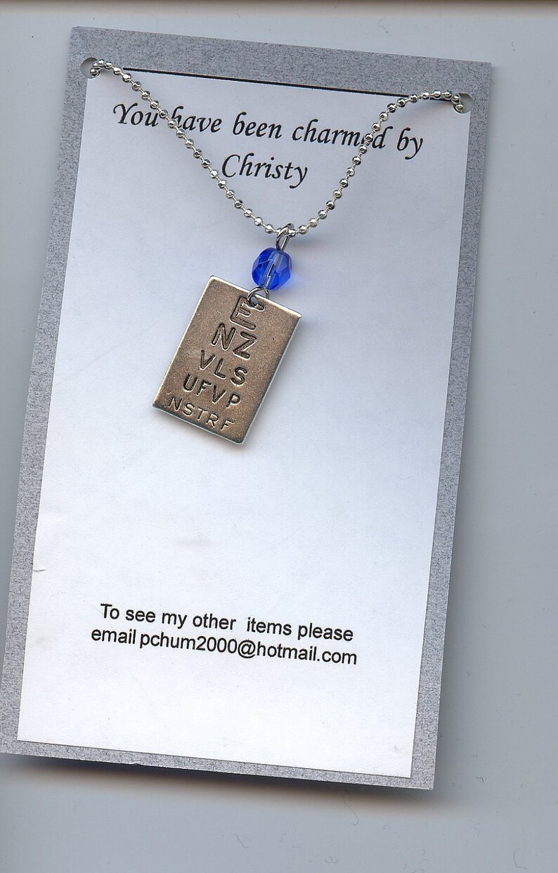 Optometry Ophthalmology Eye Chart Snellen Chart Necklace Pick your Bead Colors
