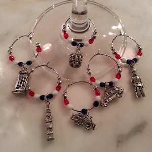 England English London themed Wine Charms