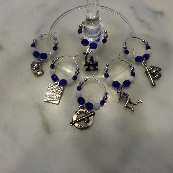 Los Angeles Dodgers Baseball Wine Charms w/ Pouch