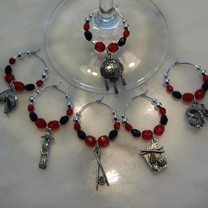 Chinese China Themed  Wine Charms w pouch