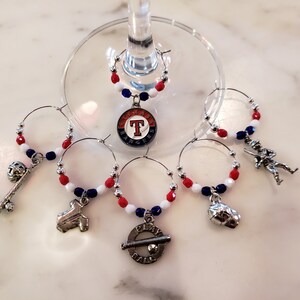 Texas Rangers  Baseball Wine Charms w/ Pouch