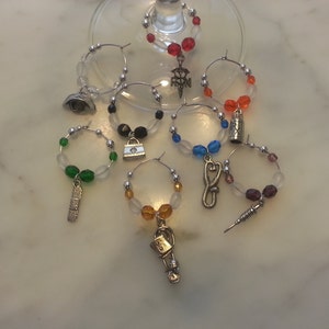 Nurse Nursing RN  Hospital WINE CHARMS set of 8