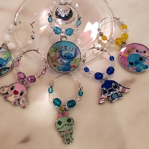 Stitch Lilo and Stitch Themed Wine Charms w/Pouch