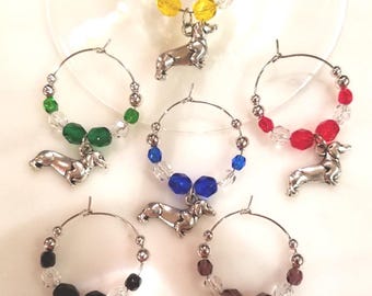 Dachshund Wine Charms w pouch