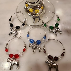 Boxer  Dog  Wine Charms w pouch